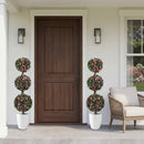 Artificial Triple Ball Rose Topiary Tree 43.5" - Set of 2