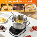 Electric Fondue Pot Set 3.2 QT with 6 Forks and Temperature Control