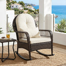 Outdoor Wicker Rocking Chair with Cushions - 400 LBS Capacity