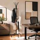 Freestanding Metal Coat Rack with 16 Hooks and 4 Legs
