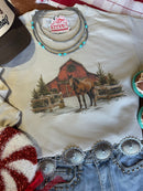 Western Winter Barn Christmas Sweatshirt