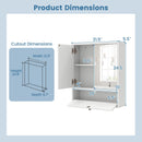 Double Door Wall-Mounted Bathroom Mirrored Medicine Cabinet-White