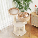 41 Inch Rattan Cat Tree with Napping Perch