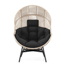Wicker Oversized Egg Style Chair with Cushions and Headrest