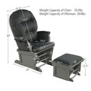 Wood Baby Glider and Ottoman Cushion Set with Padded Armrests for Nursing