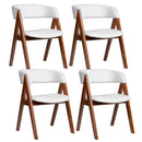 Wooden Dining Chair Set of 4 Mid-Century Modern Sherpa Upholstered Kitchen Dining Room Chairs
