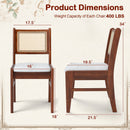 Wooden Kitchen Chairs with Cane Back Rubber Wood Frame and Padded Seat-Coffee