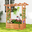 Wooden Raised Garden Bed Elevated Planter Box with Trellis and Hanging Roof