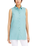 Alfani Womens Button-Down Sleeveless Button-Down Top, Size Large