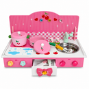 Wooden Pink Toy Kitchen Play Set 22 Inches