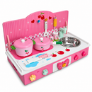 Wooden Pink Toy Kitchen Play Set 22 Inches