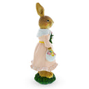Vintage Style Easter Bunny Figurine With Flowers and Egg Basket 8.7 Inches Tall