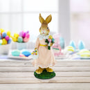 Vintage Style Easter Bunny Figurine – Springtime Rabbit Statue with Flowers & Egg Basket 8.7 Inches
