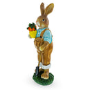 Hardworking Father Bunny with Carrots Basket and Shovel Figurine