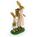 Mother & Child Easter Bunny Figurine – Vintage Style Spring Rabbit Statue with Baskets 11 Inches