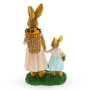Mother & Child Easter Bunny Figurine – Vintage Style Spring Rabbit Statue with Baskets 11 Inches