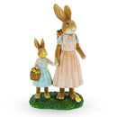 Bunny Mother and Child Figurine with Baskets Easter Home Decor Statue 11 Inches Tall