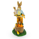 Father & Child Easter Bunny Figurine – Spring Rabbit Statue with Carrots and Chicks Spring Decor 11 Inches Tall