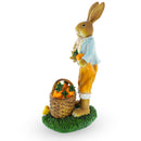 Father & Child Easter Bunny Figurine – Spring Rabbit Statue with Carrots and Chicks Spring Decor 11 Inches Tall