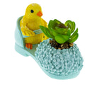 Easter Chick Planter Decorative Shoe Shaped Succulent Pot with Floral Accents 3.4 Inches Tall