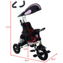4-in-1 Detachable Learning Baby Tricycle Stroller w/ Canopy Bag-Pink