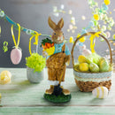 Farmer Father Bunny with Carrots and Shovel Easter Figurine 8.9 Inches Tall