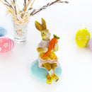 Easter Bunny Figurine – Vintage-Style Rabbit Sitting on Egg with Carrot 5.2 Inches
