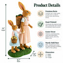 Easter Bunny Mother and Child Figurine - Spring Home Decor 11 Inches