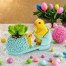 Wooden-Style Easter Chick Planter - 3.4" Shoe Succulent Pot Decor