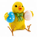 Cheerful Chick Holding Colorful Easter Polka Dot Eggs Figurine 3.2 Inches Tall