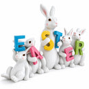Wooden-Style Easter Bunny Figurine - 8.7" Tall Spring Letter Mantel Decor