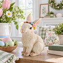 Bunny with Textured Fur Figurine Elegant Spring & Easter Rabbit Decoration 4.2 Inches