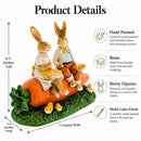 Romantic Easter Bunny Pair on Carrot with Chicks Spring Decor 6.3 Inches Tall
