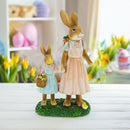Mother & Child Easter Bunny Figurine – Vintage Style Spring Rabbit Statue with Baskets 11 Inches