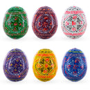 6 Basic Geometric Ukrainian Wooden Easter Eggs Pysanky