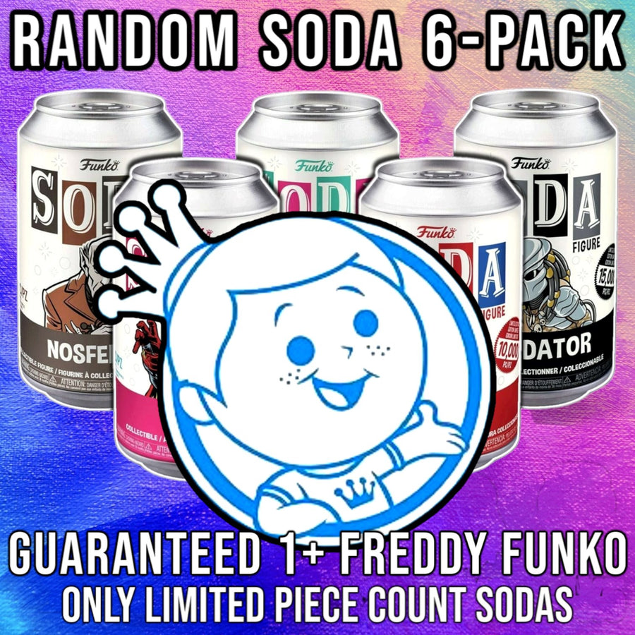 RANDOM 6-Pack of SEALED Soda Vinyls with Guaranteed Freddy Funko Soda & ONLY Limited Piece Count Sodas! Mystery Box Spastic Pops
