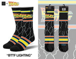 Back to the Future "Lightning" Men's Crew Straight Down Knit Socks (Size 8-12)