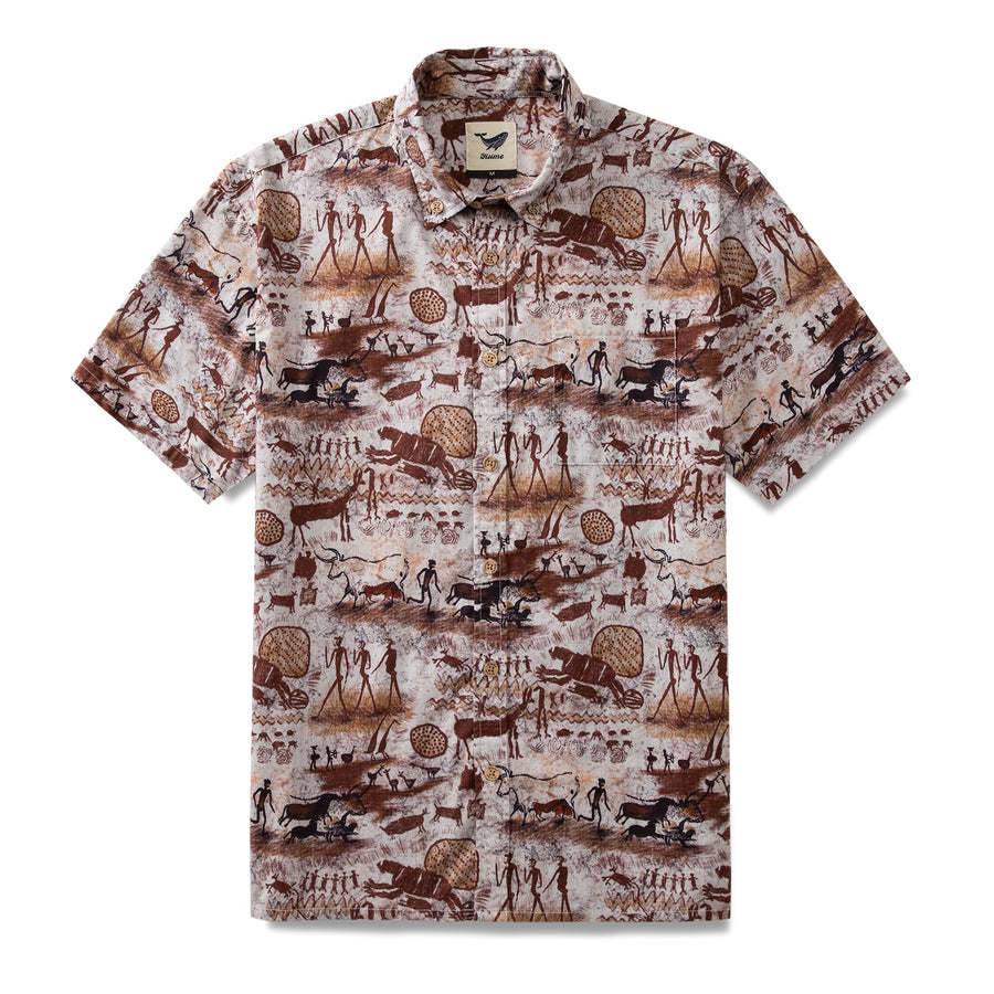 Men's Hawaiian Shirt Dawn of Artistry Print Cotton Button-down Vintage Aloha Shirt