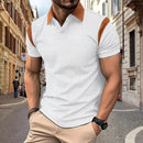 Men's Waffle Jacquard Solid Color Polo Shirt