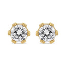 14K Yellow Gold 2.0 Cttw Round Diamond Crown Stud Earrings (I-J Color, I1-I2 Clarity)