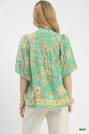 Umgee Apricot Floral Boho Blouse