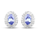 2.46 Carat Genuine Tanzanite and White Topaz .925 Sterling Silver 3 Piece Jewelry Set (Ring, Earrings, and Pendant w/ Chain)