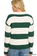 Zenana Striped Collared Sweater
