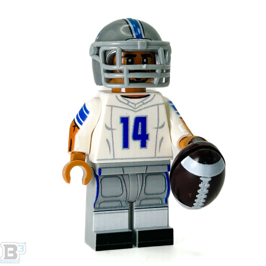 #14 WR St. Brown Detroit Football Player Minifig made using LEGO parts - B3 Customs