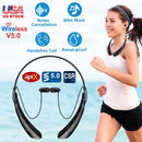 Wireless Neckband Headphones V5.0 Sweat-proof Sport Headsets Earbuds In-Ear Magnetic Neckbands Stereo Earphone Deep Bass Earphone w/Mic