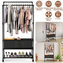 Double Rod Garment Rack – Adjustable, Portable with Shelves & Wheels