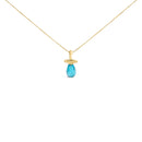 14K Yellow Gold and Blue Quartz Pacifier Pendant Necklace - 18" Inches