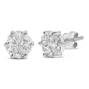 14K White Gold 1.00 Cttw Pie Cut Diamond Solitaire Style Stud Earring (H-I Color, SI1-SI2 Clarity)