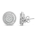 14K Gold 1 3/8 Cttw Diamond Cluster and Double Halo Stud Earring (G-H Color, SI1-SI2 Clarity)