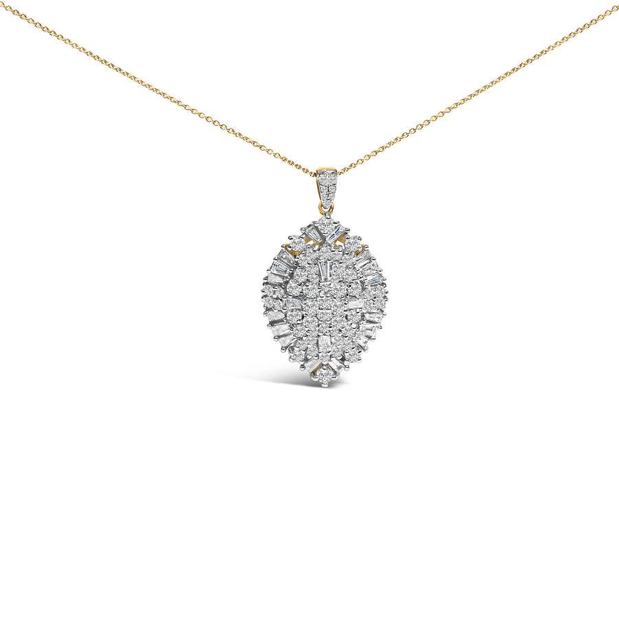 14K White and Yellow Gold 2.00 Cttw Diamond Cluster Pear Shaped Pendant Necklace (G-H Color, SI2-I1 Clarity) -20